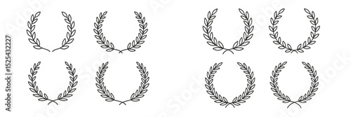 Elegant wreath designs suitable for various occasions and artistic uses, featuring delicate leaves and symmetrical shapes