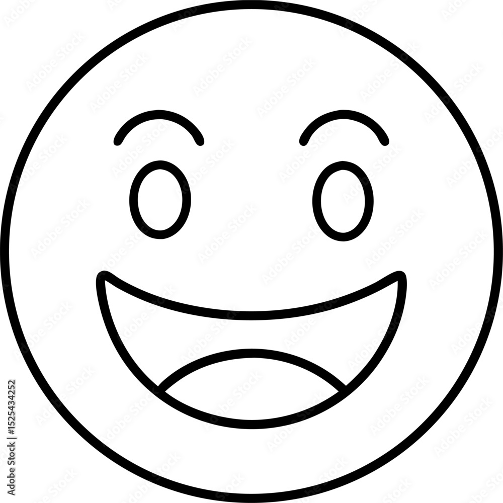 Smiling face emoji outline vector illustration expressing happiness joy and positive emotion Smiling face emoji outline vector illustration expressing happiness joy and positive emotion