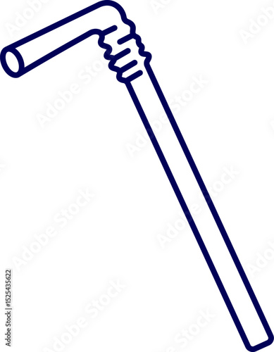 Vector illustration of a straw. Plastic Drinking Straws. Bent plastic straw vector isolated illustration