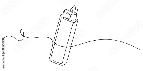 Continuous line drawing. Lighter. Black isolated on white background. Hand drawn vector illustration, Continuous Line Drawing Of Lighter. One Line Of Lighter. Lighter Continuous Line Art. Editable Out
