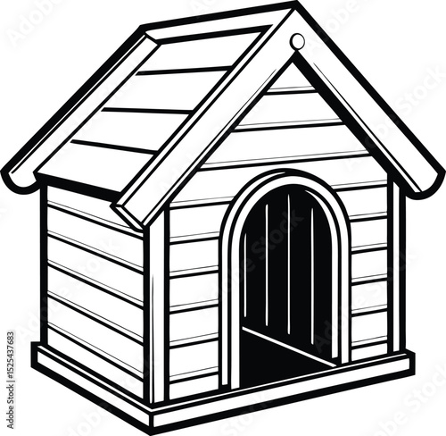 Dog house icon, pet kennel vector, dog shelter silhouette, flat animal home, simple pet design