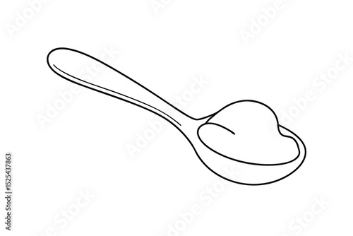 Spoon of creamy substance line drawing illustration