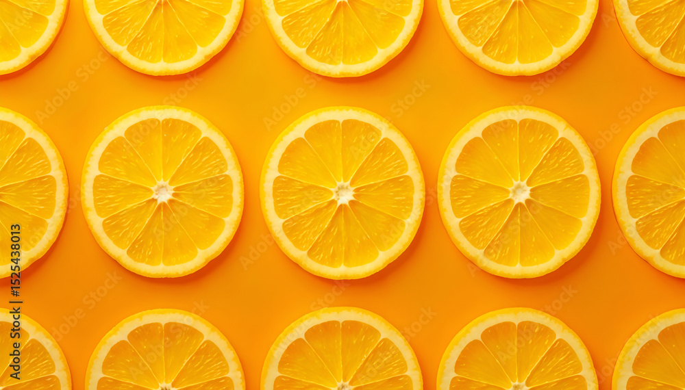 A seamless pattern of fresh orange slices on a vibrant orange background, creating a lively and zesty citrus-themed design. A seamless pattern of fresh orange slices on a vibrant orange background, creating a lively and zesty citrus-themed design.