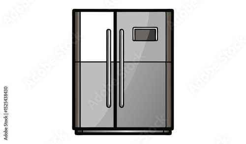 Front View of a Gray TwoDoor Refrigerator with Black Trim and Modern Handles Design