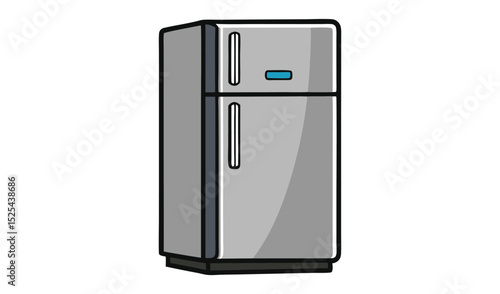 Gray TwoDoor Refrigerator with Freezer and Silver Handles on a White Background