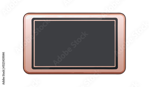 Isolated Illustration of a Bronze Framed Device with a Gray Screen on White Background