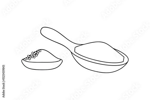 Line drawing of a spoon and bowl of spices