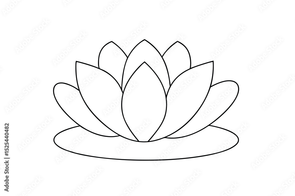 Fototapeta premium Simple line drawing of a lotus flower in bloom