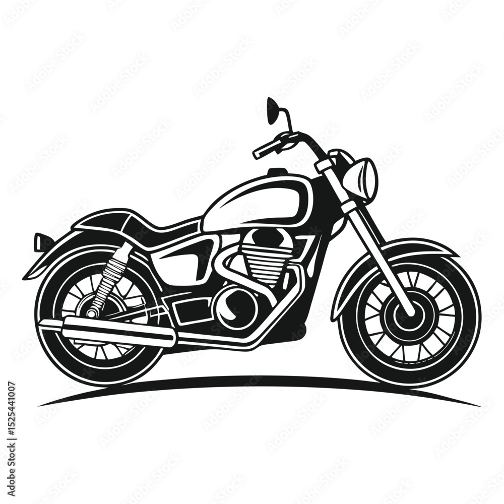 Fototapeta premium Classic motorcycle design black and white illustration