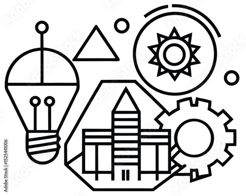 Energy saving light bulb with a gear symbol representing business industry and home energy-saving design concept