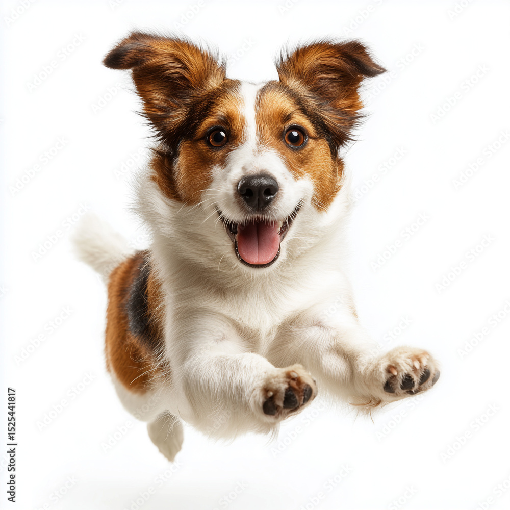 Fototapeta premium Joyful Dog in Mid-Air , isolated on white background png