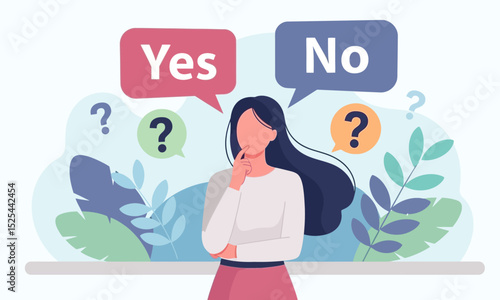 Decision Making: Choosing Between Yes or No. This visual represents the concept of making a choice, facing a dilemma, or problem-solving.