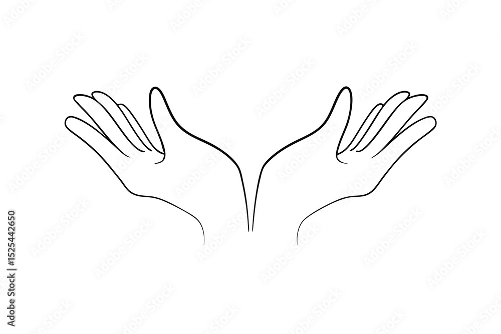 Obraz premium Elegant line drawing of two hands reaching upward