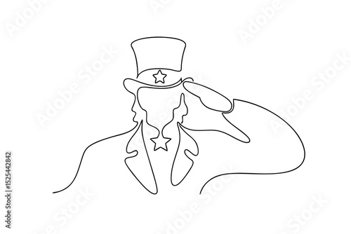 Uncle sam line drawing saluting patriotism american symbol
