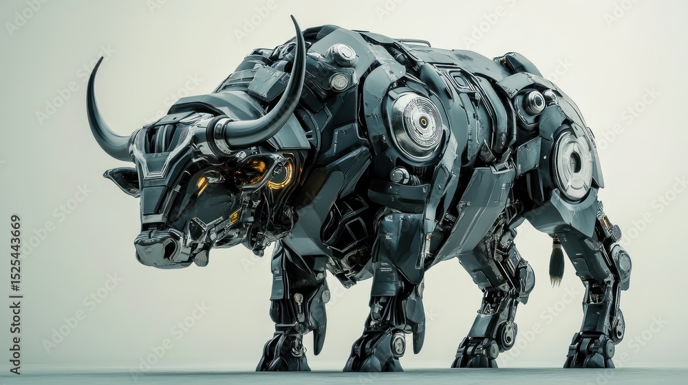 Obraz premium Mechanized Bull: A Futuristic Robotic Taurus