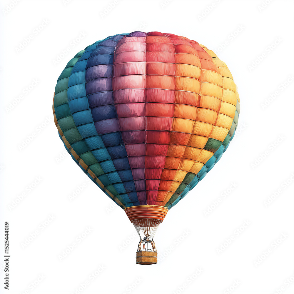 Fototapeta premium Vibrant Hot Air Balloon Soaring High , isolated on white background png