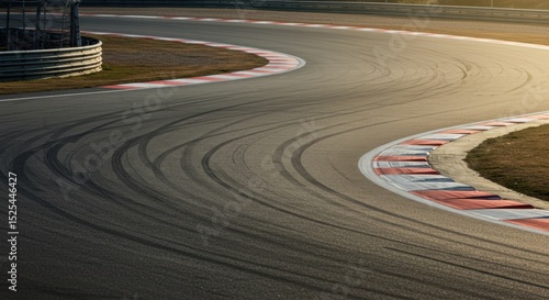 Empty Paul Ricard Circuit During Fast Left Curve with Tire Marks