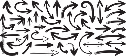 A large collection of hand-drawn arrows in various styles and directions
