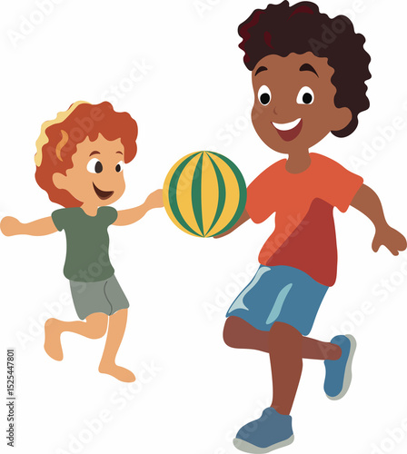 boys playing ball on the beach,summer holidays