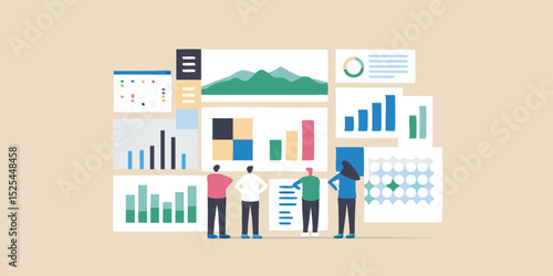 Business Team Analyzing Data Dashboards