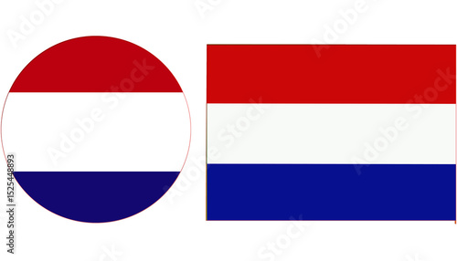 Free Download Netherland flag, red, white and blue official tricolor is the national flag of the Netherlands. Flag isolated on white background. Circular and Rectangle shape Netherland flag with each other. - GFXLoad