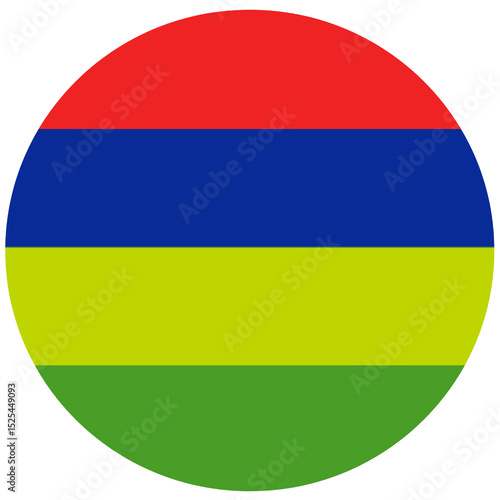 National flag of Mauritius
Mauritius official flag has features four equal horizontal stripes: red, blue, yellow, and green. 