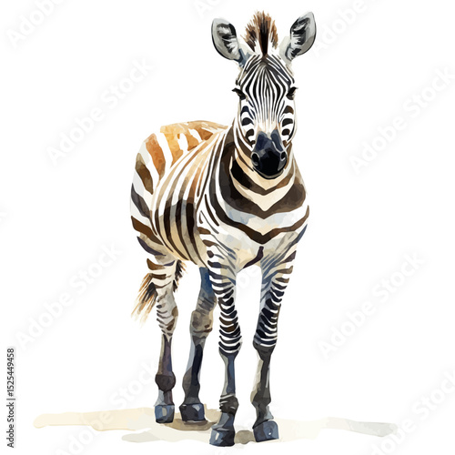 watercolor vector of Zebra Close Up, high quality, isolated on a white background.