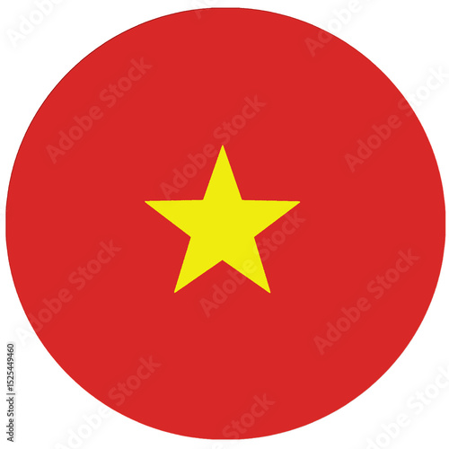 Official flag of Vietnam is solid red rectangle with  large, bright yellow five-pointed star in the center.
National flag of Vietnam. 