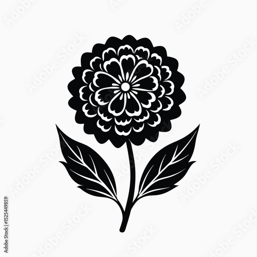 marigold-flower-silhouette-on-white-background.eps