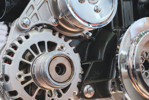 Fotografía close up of a car engine with a lot of detail