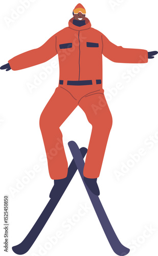 Skier practicing extreme ski ride