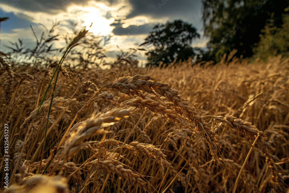 Fototapeta premium Sunset over Ripe Grain Field