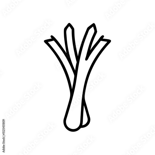 Fresh leek illustrated in minimal style as a culinary icon  