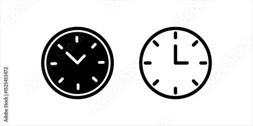 wall clock designed with simple details, icon set

