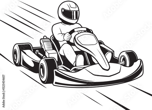 High-Speed Go-Kart Racing Thrilling Illustration of a Go-Kart Driver in Action