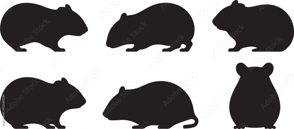 Fototapeta premium Hamster silhouette vector animal black image