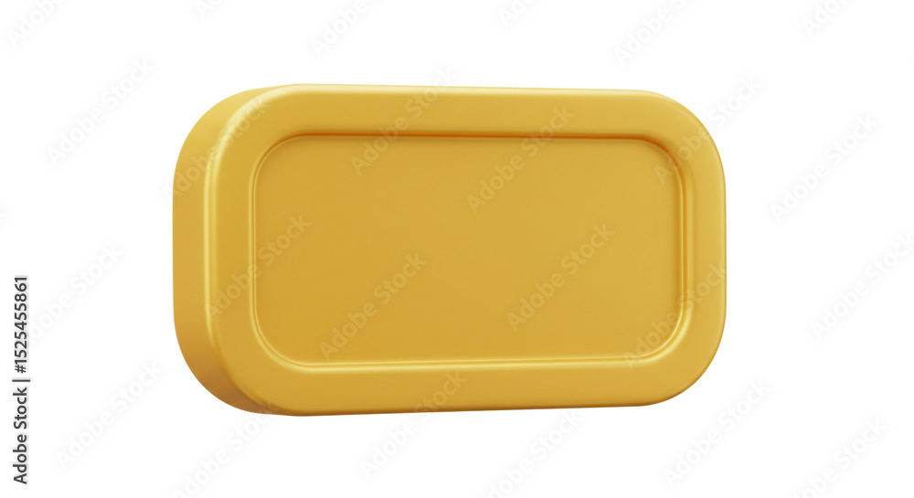 A close up of a single yellow rounded rectangle object on a white background in a studio shot view A close up of a single yellow rounded rectangle object on a white background in a studio shot view