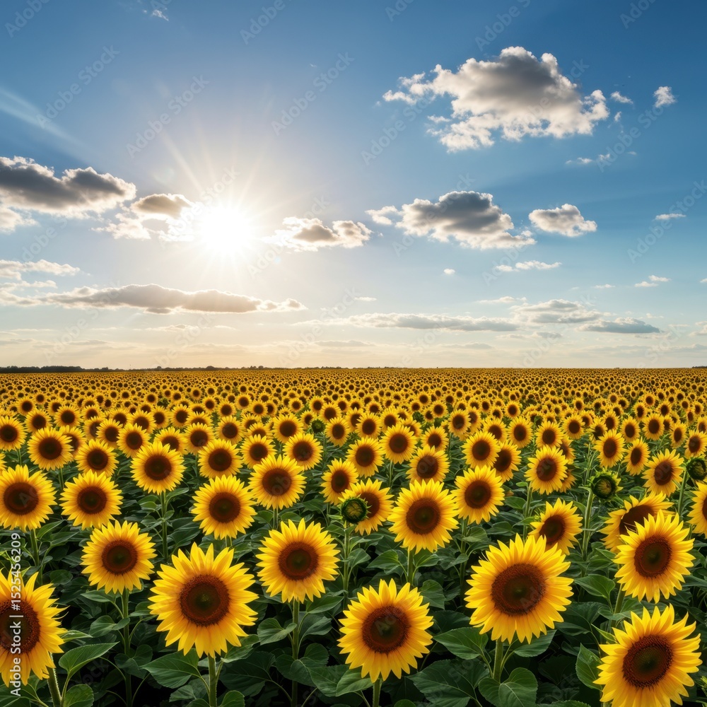 Fototapeta premium Vibrant Sunflower Field at Sunset