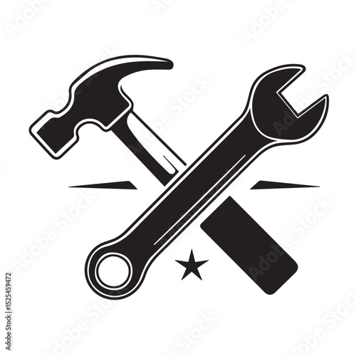 Hammer, wrench, and screwdriver tools icon set for construction and repair