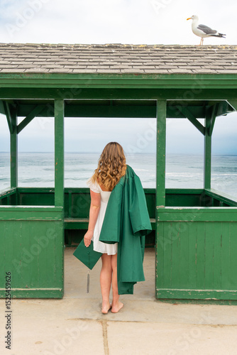 graduation photo girl at beach La Jolla cove