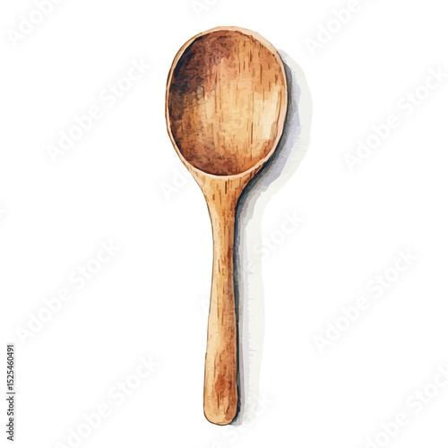 Wooden Spoon, watercolor illustration vector, high quality, isolated on a white background.