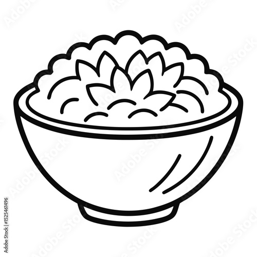 Bowl of Food Line Art Illustration for Culinary or Recipe Designs