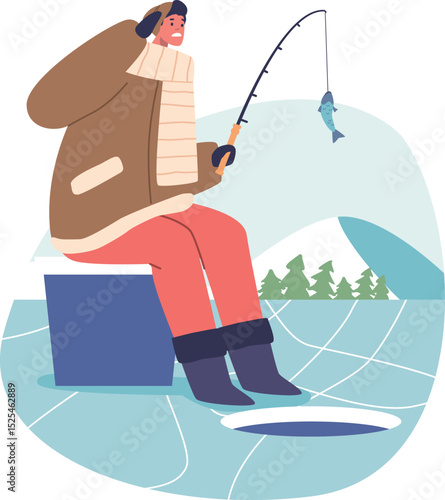 upset fisherman caught a small fish