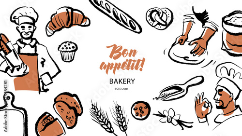 Hand drawn bakery retro poster. Vintage sketch vector illustration