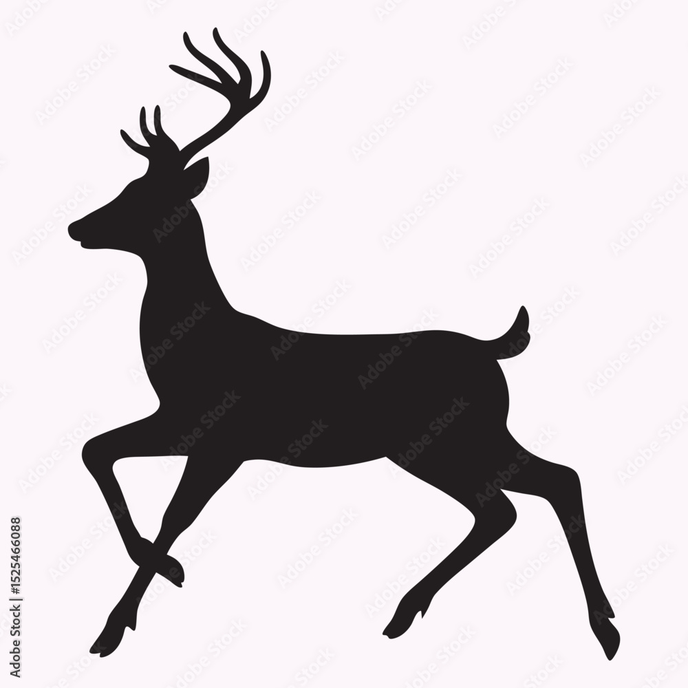 Obraz premium Deer Running And Jumping Illustration, Vector