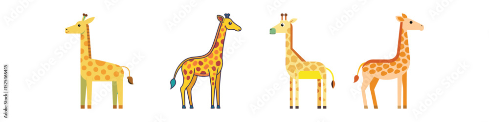 Obraz premium Giraffe Flat Illustration Simple African Wildlife Animal Vector in Flat Style