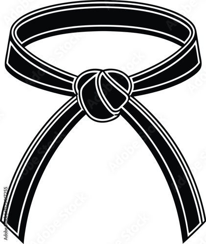 Karate belt icon, martial arts silhouette, taekwondo black belt vector