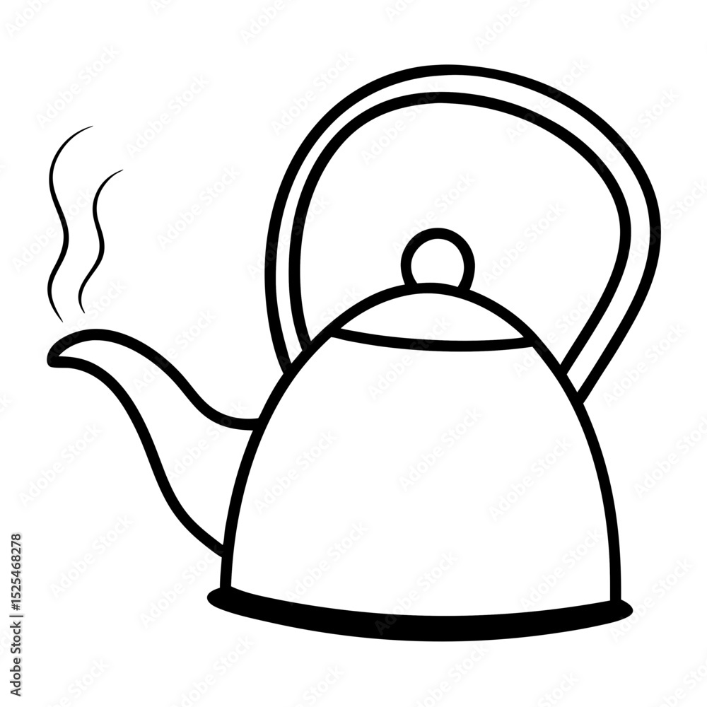 Obraz premium tea-kettle-steaming-on-white--.svg