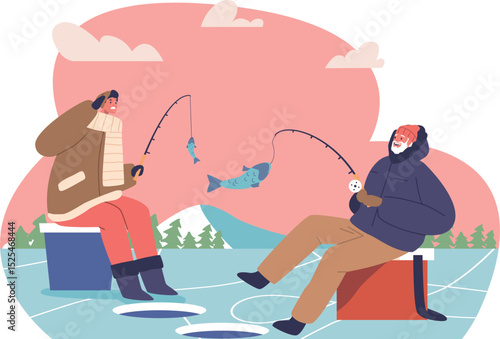 Father and adult son fishing