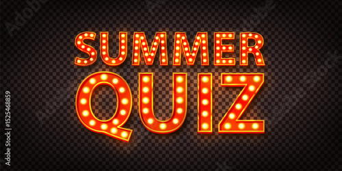 Vector realistic isolated marquee neon sign of Summer Quiz on transparent background.
